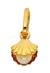 superb shell cultured pearl gold baby charm